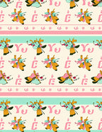 Whimsical Figures Stripes Yellow Pink Mint Rug