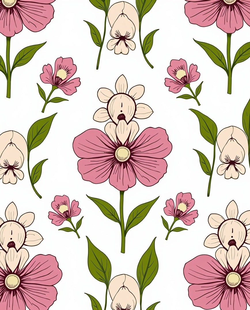 Pink Floral Meadow Nature Arrangement Rug