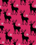 Black Deer White Snowflake Pink Background Rug
