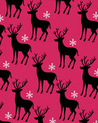 Black Deer White Snowflake Pink Background Rug