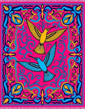 Vibrant Pink Hummingbird Floral Garden Rug