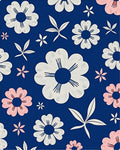 Indigo Blue Floral Petal Collage Rug