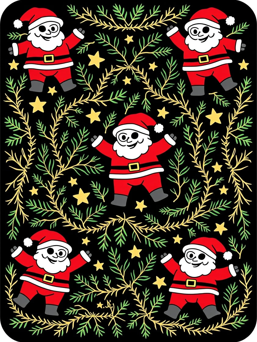 Festive Santa Claus Evergreen Star Meadow Rug