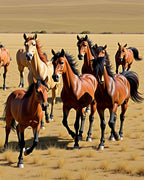 Chestnut Horse Herd Meadow Scene Rug