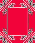 Bold Red Leafy Corner Swirl Rug