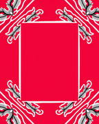 Bold Red Leafy Corner Swirl Rug
