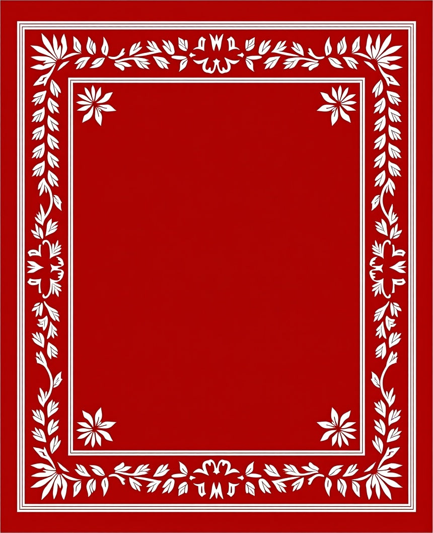 Crimson White Floral Border Rug