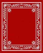 Crimson White Floral Border Rug