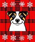 Red Tartan Dog Snowflake Border Rug