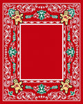 Red Gingerbread Man Holly Border Rug