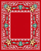 Red Gingerbread Man Holly Border Rug