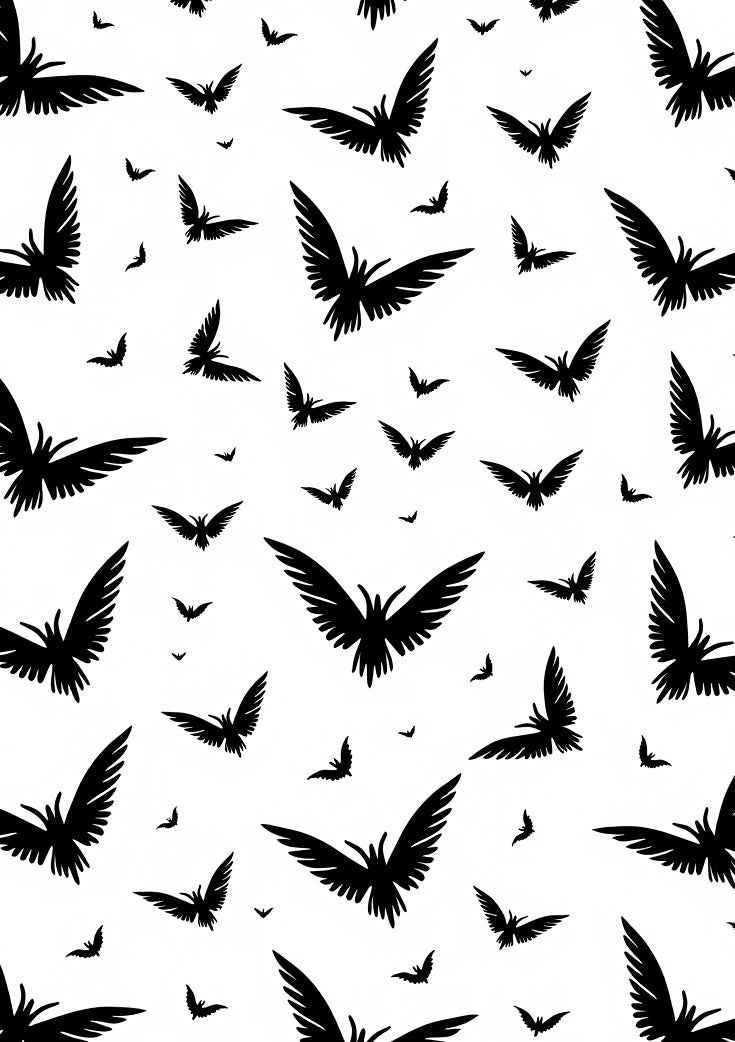 Black Silhouette Bat Swarm Rug