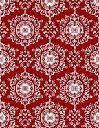 Crimson Floral Medallion Repeating Pattern Rug