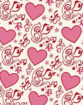 Pink Hearts Musical Notes Swirls Rug