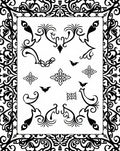 Gothic Black Ornamental Scroll Bat Rug