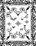 Gothic Black Ornamental Scroll Bat Rug