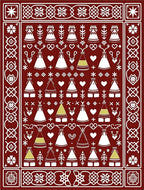 Crimson Teepee Hearts Folk Art Rug