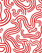 Dynamic Crimson Wavy Lines Rug