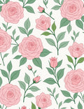 Pink Rose Garden Blossom Illustration Rug