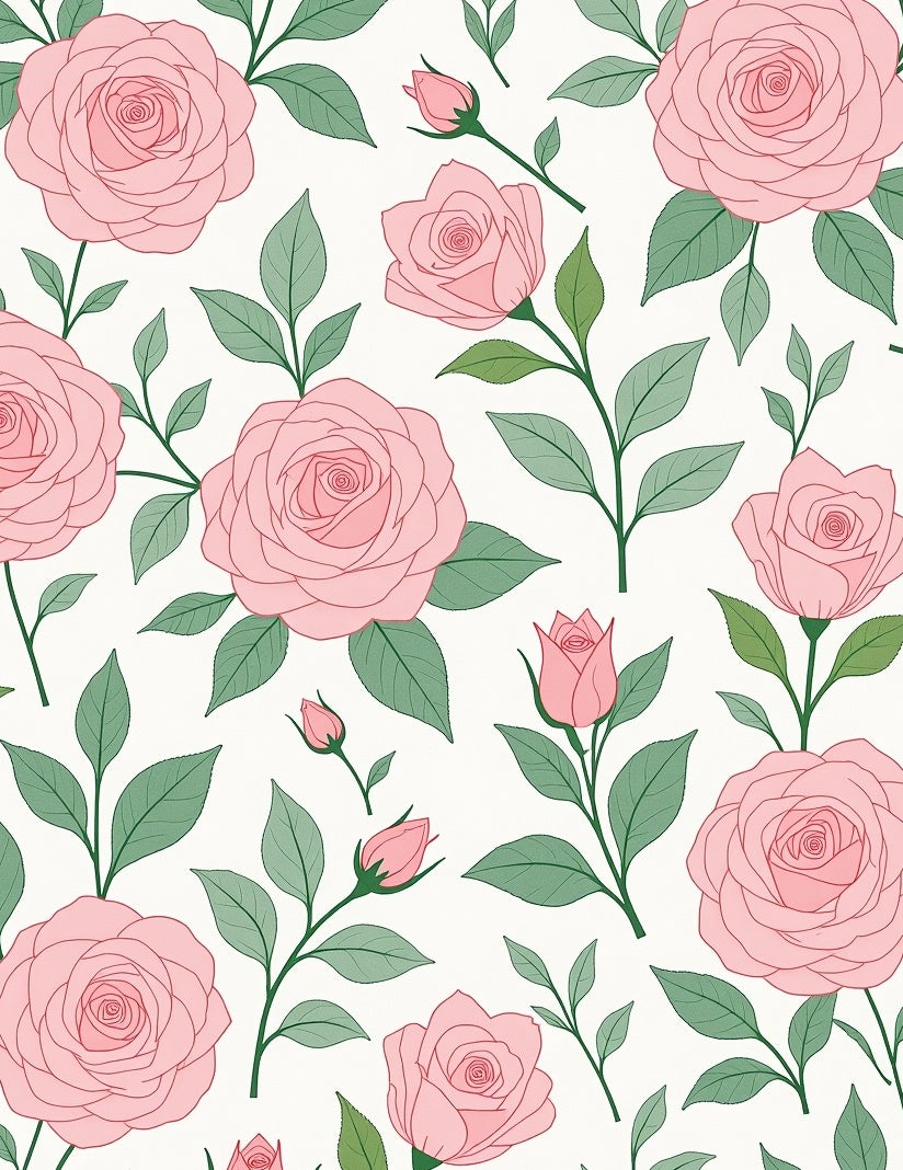 Pink Rose Garden Blossom Illustration Rug