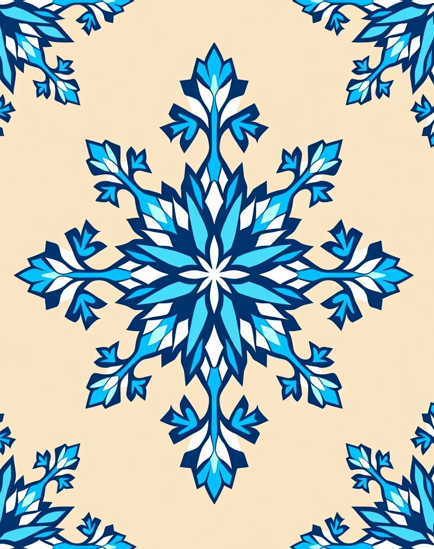 Ice Blue Snowflake Mandala Rug