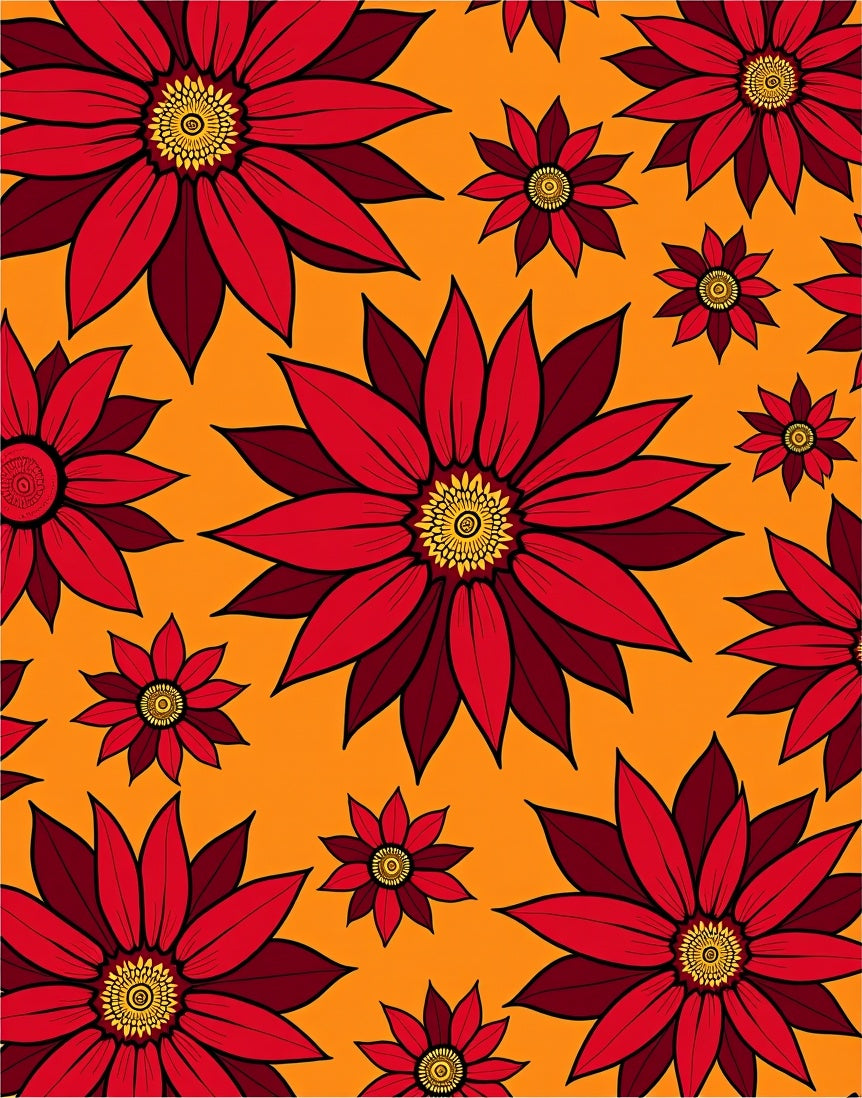 Radiant Red Floral Burst Rug
