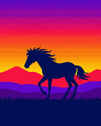 Wild Horse Silhouette Vibrant Sunset Rug