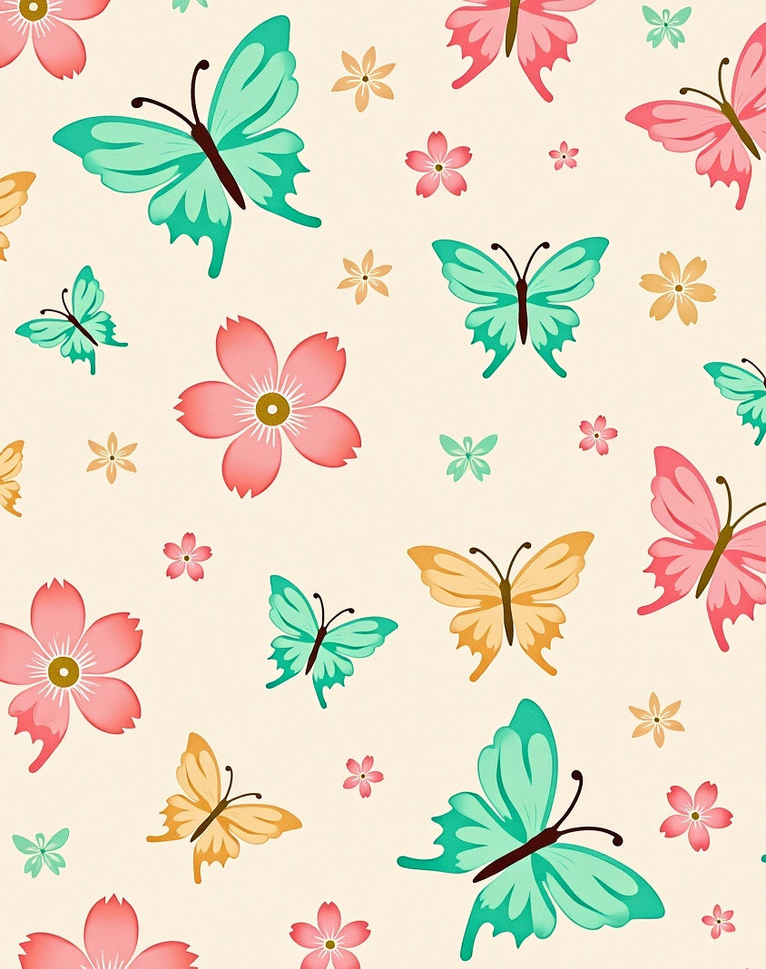 Whimsical Colorful Butterfly Flower Garden Rug