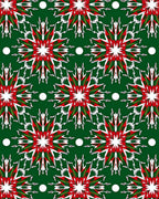 Green Red White Starburst Medallion Rug