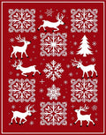 Red White Festive Reindeer Snowflake Rug