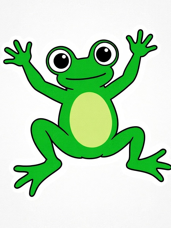 Happy Green Frog Jumping Cartoon Rug