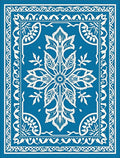 Vibrant Blue White Floral Medallion Rug