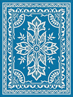 Vibrant Blue White Floral Medallion Rug