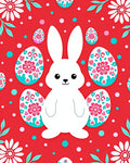 Cute White Bunny Easter Egg Meadow Rug