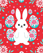 Cute White Bunny Easter Egg Meadow Rug
