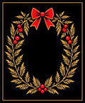 Golden Wreath Red Bow Oval Rug