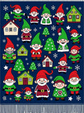 Festive Red Green Gnome Christmas Houses Rug