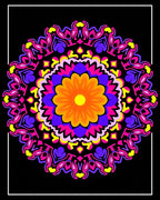 Vibrant Orange Flower Mandala Rug