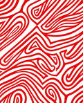 Bold Red Abstract Curving Lines Rug