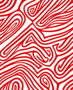 Bold Red Abstract Curving Lines Rug