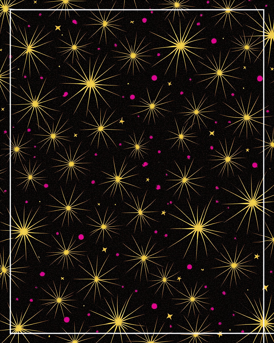 Golden Starburst Black Festive Night Rug