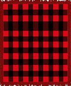 Bold Red Black Gingham Squares Rug