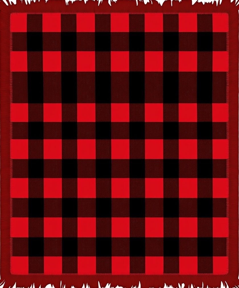 Bold Red Black Gingham Squares Rug