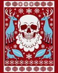 Gothic Red Snowflake Skull Deer Rug