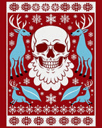Gothic Red Snowflake Skull Deer Rug
