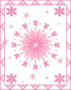 Pink Snowflake Geometric Border Rug
