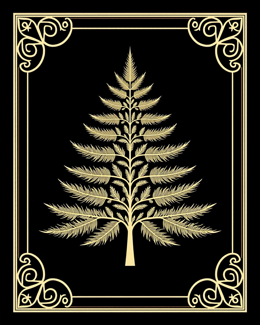 Golden Palm Tree Elaborate Border Rug