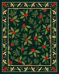 Emerald Holly Berry Floral Border Rug