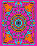 Vibrant Pink Orange Mandala Bloom Rug