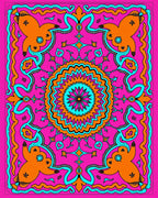 Vibrant Pink Orange Mandala Bloom Rug